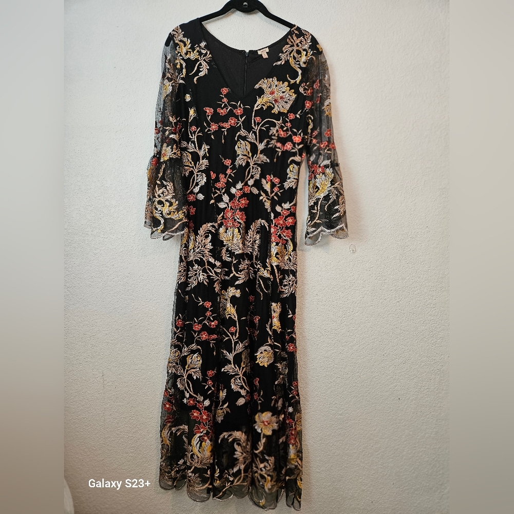 Reba Black Long Sleeve Bell Gown for Wedding